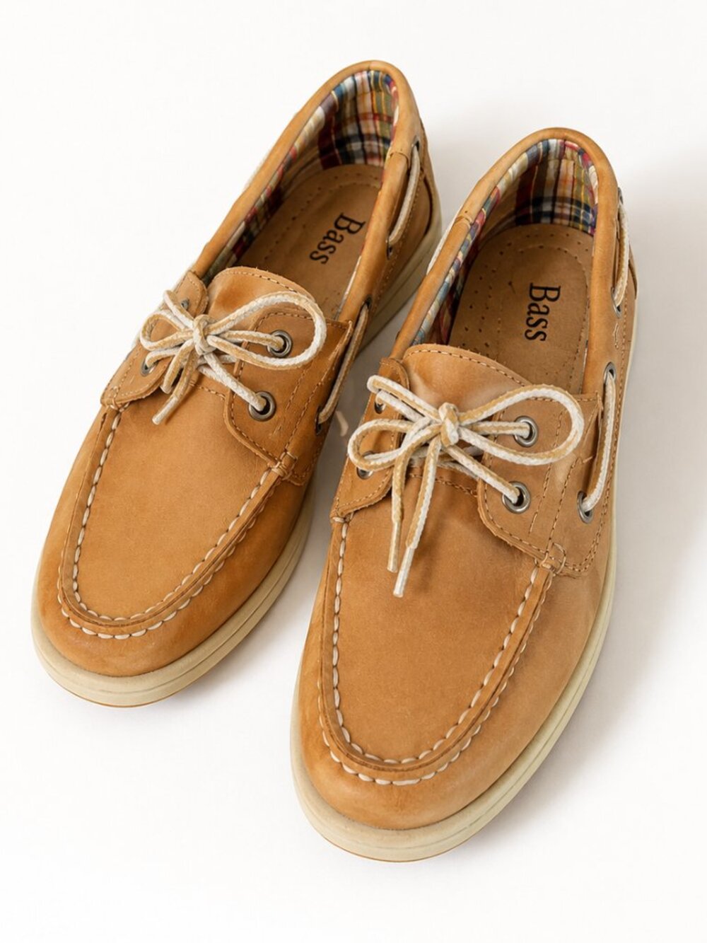 Bass Leather Boat Shoes Women's Size 7 Tan Lace Up Moc Toe